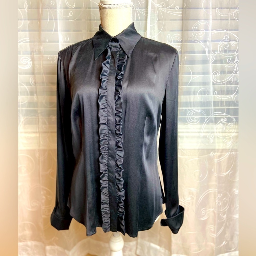 Sutton Studio Woman’s  Black Silk Blouse, 8